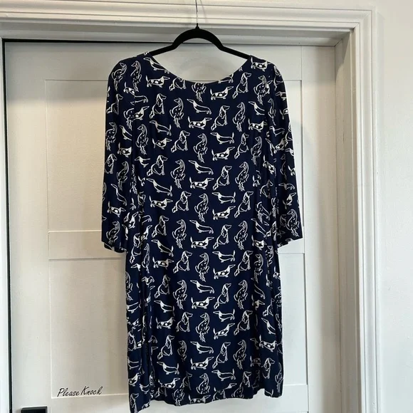 EMILY & FIN EFFY TUNIC DRESS CITY DOGS daschund navy blue long sleeve M - Picture 4 of 7